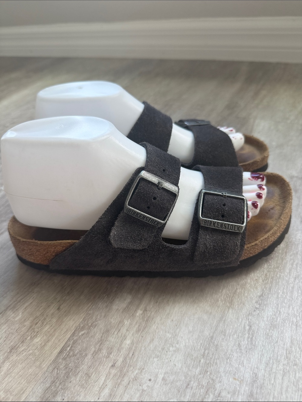 Birkenstock Arizona gray suede sandals
